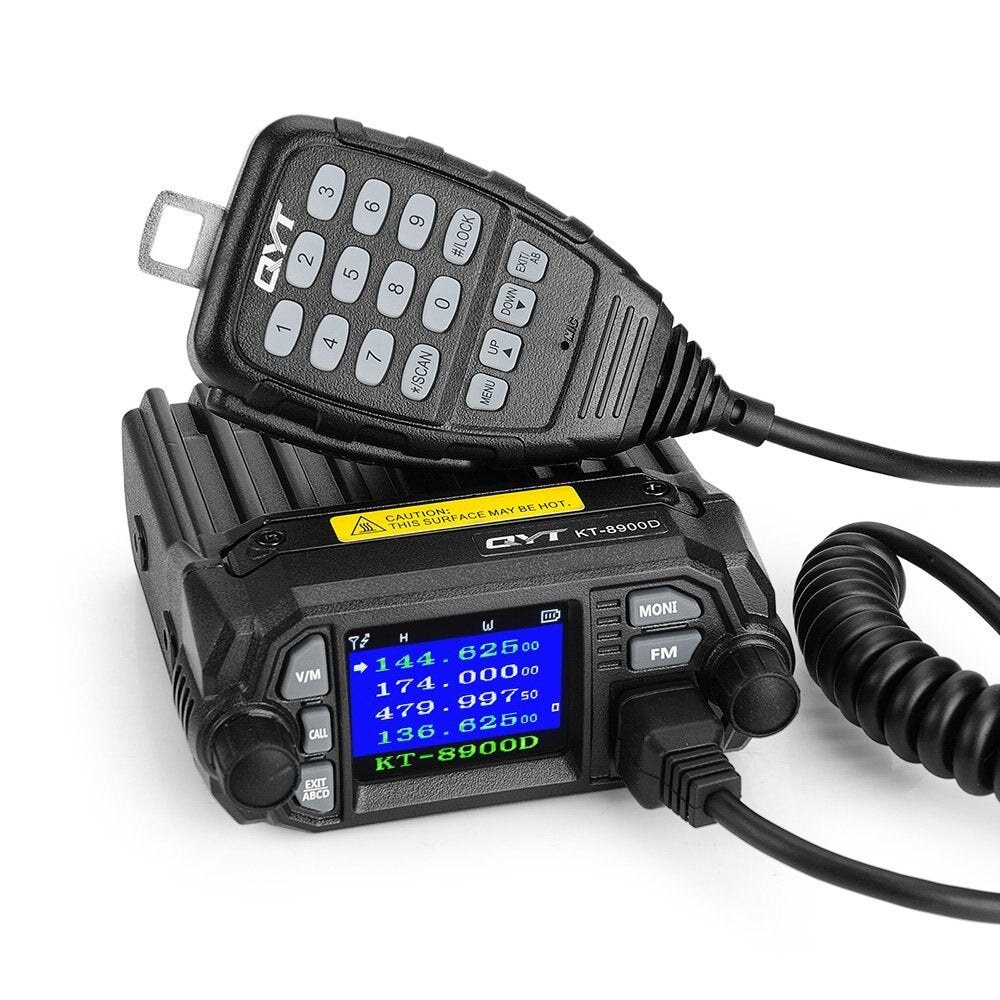 QYT KT-8900D Mini Car Mobile Radio 136-174 & 400-480MHz Ddual Band Quad Dsiplay 25W Mobile Transicever KT8900D Walkie Talkie