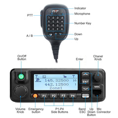 TYT MD-9600 Dual Band 136-174MHz & 400-480Mhz Digital Mobile Radio 50/45/25W High Quality DMR Radio + 1 Programming Cable