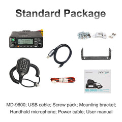 TYT MD-9600 Dual Band 136-174MHz & 400-480Mhz Digital Mobile Radio 50/45/25W High Quality DMR Radio + 1 Programming Cable
