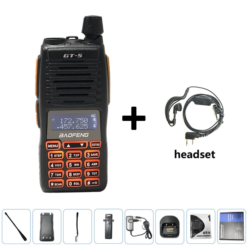 2022 BF GT-5 10W Baofeng Walkie Talkie Long Range 10 KM Two Way Ham Radio Dual PTT hf Transceiver Portable Radios Upgrade New