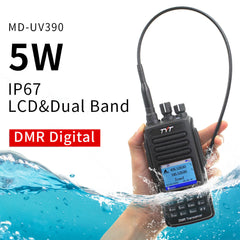 TYT MD-UV390 DMR Digital Walkie Talkie UV390 IP67 Waterproof Dual Band UV transceiver GPS Optional Upgrde of MD-390 + USB cable