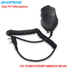 2PCS Original Baofeng UV 82 Dual PTT  Speaker Mic Microphone For Walkie Talkie UV82 UV-H9 BF-888S UV-5R pro Radio Accessories