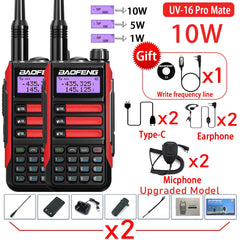 2PACK BaoFeng UV-16 PRO V2 10W Professional WalkieTalkie UV16Pro Type-C Charger Long Range Two Way Radio Upgrade UV5R UV10R