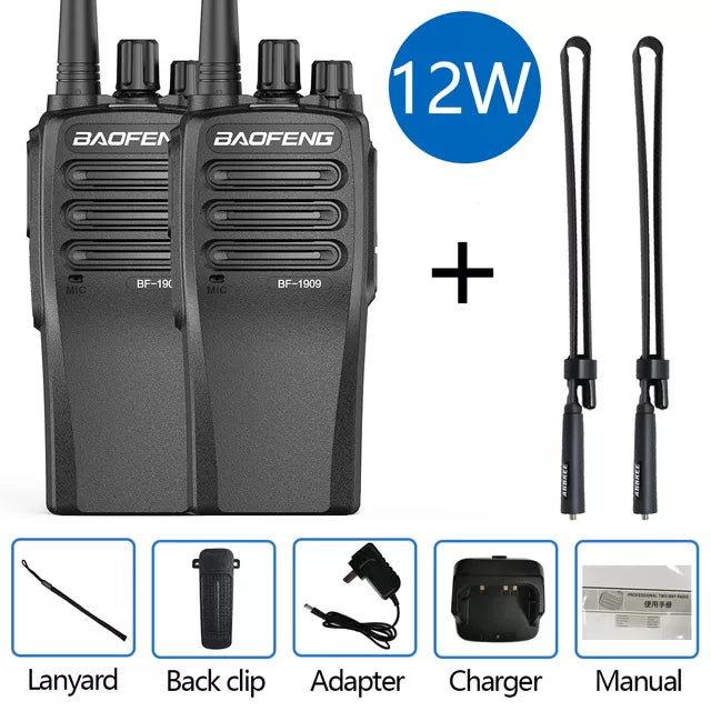 BaoFeng Walkie Talkie BF-1909 12W Powerful 50KM Long Range Portable Two Way Radio Type C Charger Transceiver hunting UV-5R