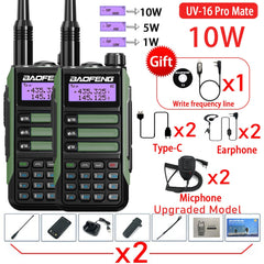 2PACK BaoFeng UV-16 PRO V2 10W Professional WalkieTalkie UV16Pro Type-C Charger Long Range Two Way Radio Upgrade UV5R UV10R