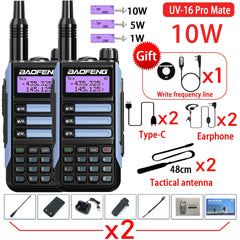 2PACK BaoFeng UV-16 PRO V2 10W Professional WalkieTalkie UV16Pro Type-C Charger Long Range Two Way Radio Upgrade UV5R UV10R