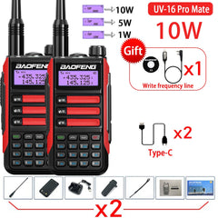 2PACK BaoFeng UV-16 PRO V2 10W Professional WalkieTalkie UV16Pro Type-C Charger Long Range Two Way Radio Upgrade UV5R UV10R