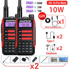 2PACK BaoFeng UV-16 PRO V2 10W Professional WalkieTalkie UV16Pro Type-C Charger Long Range Two Way Radio Upgrade UV5R UV10R