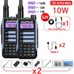 2PACK BaoFeng UV-16 PRO V2 10W Professional WalkieTalkie UV16Pro Type-C Charger Long Range Two Way Radio Upgrade UV5R UV10R