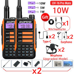 2PACK BaoFeng UV-16 PRO V2 10W Professional WalkieTalkie UV16Pro Type-C Charger Long Range Two Way Radio Upgrade UV5R UV10R