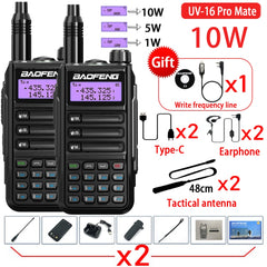 2PACK BaoFeng UV-16 PRO V2 10W Professional WalkieTalkie UV16Pro Type-C Charger Long Range Two Way Radio Upgrade UV5R UV10R