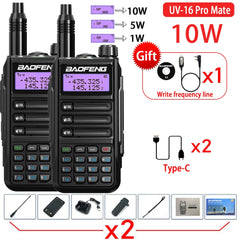 2PACK BaoFeng UV-16 PRO V2 10W Professional WalkieTalkie UV16Pro Type-C Charger Long Range Two Way Radio Upgrade UV5R UV10R