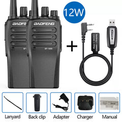 BaoFeng Walkie Talkie BF-1909 12W Powerful 50KM Long Range Portable Two Way Radio Type C Charger Transceiver hunting UV-5R