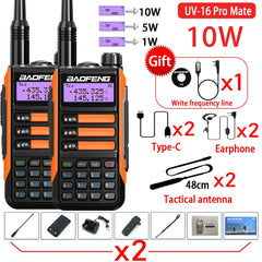 2PACK BaoFeng UV-16 PRO V2 10W Professional WalkieTalkie UV16Pro Type-C Charger Long Range Two Way Radio Upgrade UV5R UV10R