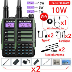 2PACK BaoFeng UV-16 PRO V2 10W Professional WalkieTalkie UV16Pro Type-C Charger Long Range Two Way Radio Upgrade UV5R UV10R