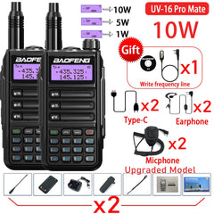2PACK BaoFeng UV-16 PRO V2 10W Professional WalkieTalkie UV16Pro Type-C Charger Long Range Two Way Radio Upgrade UV5R UV10R