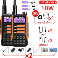 2PACK BaoFeng UV-16 PRO V2 10W Professional WalkieTalkie UV16Pro Type-C Charger Long Range Two Way Radio Upgrade UV5R UV10R