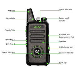 New WLN KD-C1plus Mini Walkie Talkie C1plus UHF 400-470MHz Transceiver 16 Channel VOX Slim FM Radios