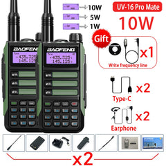 2PACK BaoFeng UV-16 PRO V2 10W Professional WalkieTalkie UV16Pro Type-C Charger Long Range Two Way Radio Upgrade UV5R UV10R