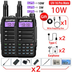 2PACK BaoFeng UV-16 PRO V2 10W Professional WalkieTalkie UV16Pro Type-C Charger Long Range Two Way Radio Upgrade UV5R UV10R